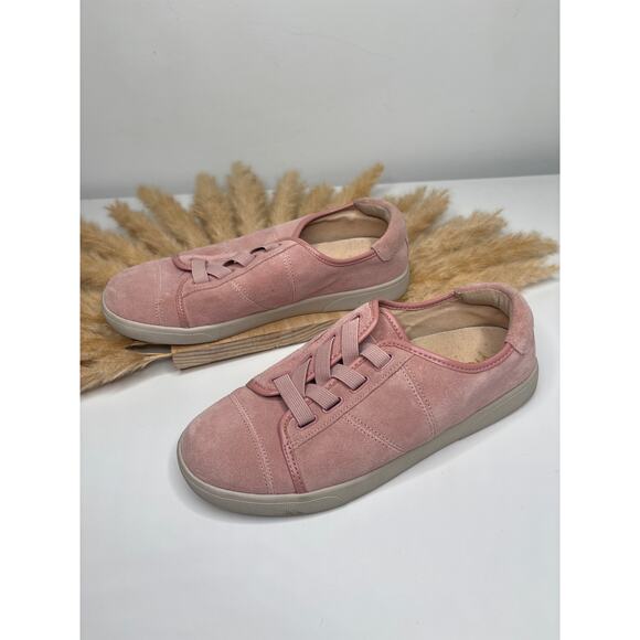 Vionic Jean Pink Suede Sneakers Size 6 Casual Comfort Shoes Elastic Lace Slip On - Picture 4 of 7